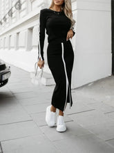 2025 Spring Autumn Elegant Sexy High Slit Skirts Outfit Women Long Sleeve Matching Sets Casual Solid Patchwork Ladies Suits New