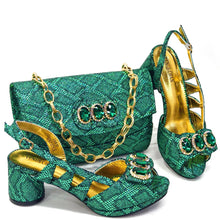 Elegant Heels for Womens Peep Toe Special Material Design Rhinestone Sandals Italian Shoes and Bags Matching Set 2024