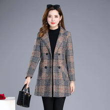 Winter Wool Women's Plaid Blended Elegant Jacket