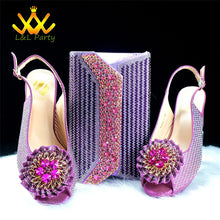 2025 Special New Arrivals Italian Women Shoes and Bag to Match in Green Color with Platform Shinning Crystal Sandal for Wedding