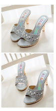 Summer Women Sandals Rhinestone Women Shoes Sexy High Heels Shoe Ladies Sandalias Gold Silver Women Slippers Heeled Sandals Sexy