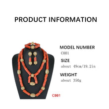 Latest Coral Jewelry Sets Nigerian Dubai Orange Necklace Sets of Beads African Bridal Jewelry Sets