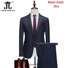 High-end Brand Classic Blue or Gray Plaid Men's Casual Business Suit Retro Official Suit Groom Wedding Dress Jacket Vest Pants