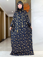 High Grade Fabric Cotton Ramadan Muslim Women's Abaya with Two-Hats Dubai Turkey Style Islamic Prayer Clothing Kaftan Dress