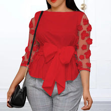 Plus Size 5XL VONDA Women Mesh Blouses 2024 Summer Bohemian Patchwork Tops Belted Blusas Casual Flowers Loose Shirt Oversize