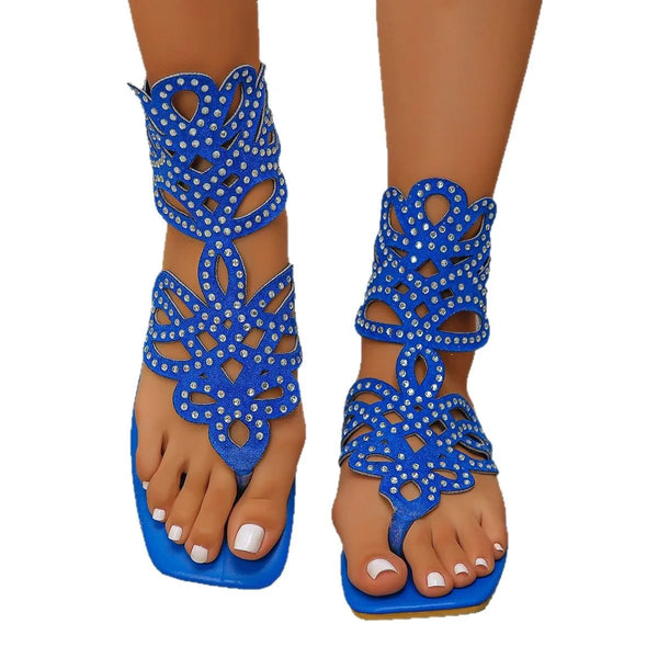 2025 Summer Fashion Women Blue Black Plus Size Shoes for Women 36-43 Flats Sandals Beach Footwear Casual Sandalias De Mujer