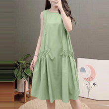 ZANZEA Summer Women's A-line Midi Dresses Casual O-Neck Shirring Pleated Tank Vestidos 2025 Fashion Holiday Solid Robes Femme