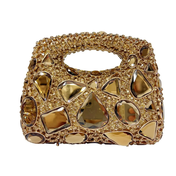 Women Gold Crystal Clutch Purse Gems Evening Bags Party Dinner Diamond Shoulder Bags Cocktail Rhinestone Handbags and Purses