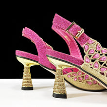 QSGFC New Shoes and Bags Matching Set 2024 Nigerian Women Heel Party for Women Fuchsia Colour Italian Design Wedding INS Design
