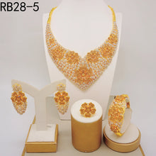 Latest Italian Dubai Gold Color Ladies Full Crystal Necklace Jewelry Set Simple Ring Bracelet Earrings African Jewelry Wedding