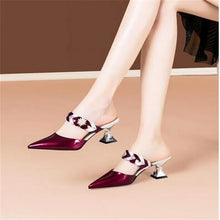 Pointed Designer Slides Fashion Rhinestones Non-Slip Women Slippers Elegant High Heel Outdoor Pearl Party Shoes