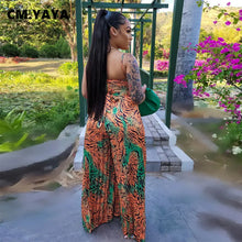 CM.YAYA Women Leopard Spaghetti Strap Loose Wide Leg Sleeveless Jumpsuit 2023 Summer Street Playsuit One Piece Suit Romper