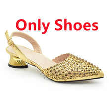 Italian Shoes with Matching Bags Set Decorated with Rhinestone African Shoes for Women Mid Heels Party Pumps  Plus Size Heels 43