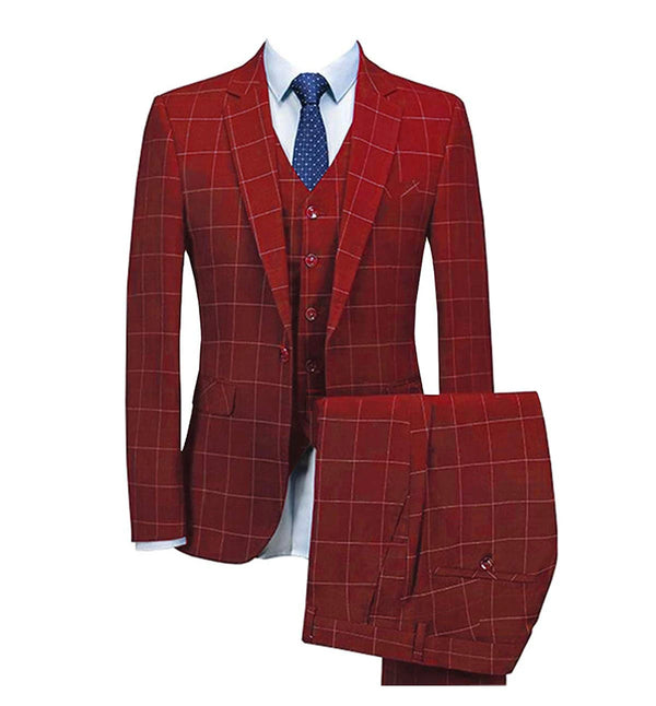 Men's Checked Three Pieces Tuxedos Formal Leisure One Button Notch Lapel Suit  Groom Business Tuxedos men suits wedding prom sui