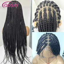 Short Front Braiding Bangs Synthetic Wig Knotless Box Braided Wigs For Black Women Full Lace 32