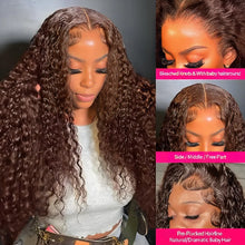 250% 30 36 inch Chocolate Brown Kinky Curly 13x4 Hd Lace Front Wig Human Hair Brazilian Colored 13x6 Lace Frontal Water Wig Wear
