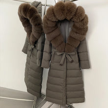Real Fox Fur Collar Puffer Jacket Duck Down Thuck Coat For Women