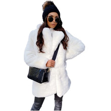 Women's Faux Fur Coat Long Sleeve Lapel Winter Coat