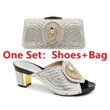Italian Ladies Shoes and Bags To Match Set Decorated with Rhinestone Plus Size Shoes Women Heel Women Shoes and Bag Set In Italy