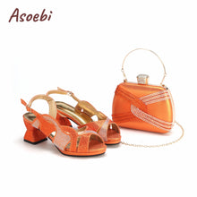 2024 High Quality Orange Color Peep Toe Butterfly Design Shoes Matching Bag Mature Ladies Party Women