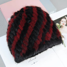 Women's Faux Fur Natural Knitted Cap Fashionable Fluffy Beanie