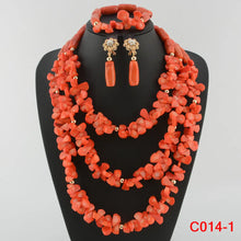 Latest Coral Jewelry Sets Nigerian Dubai Orange Necklace Sets of Beads African Bridal Jewelry Sets