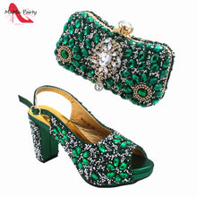2024 Fashion New Arrivals INS Hot Sale Full Crystal Shinning Shoes and Bag Set for Dress in Red Color Sandals Christmas Party