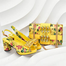 Italian Shoes and Bags Matching Set with Rhinestone Wedding Shoes for Women Bride Luxury Full Rhinestone Party Pumps for Ladies
