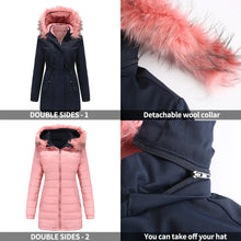Double Sided Women's winter Thick Detachable Zipper Parka Jacket