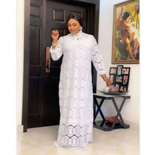 White Lace Dress For African Women Abaya Dubai Moroccan Kaftan Loose Maxi Dresses Eid Ramadan islamic Clothing African Dashiki