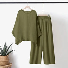 2024 Summer Fashion Cotton Linen Women's Set Large Irregular Linen Shirt High Waist Loose Wide Leg Pants Elegant Two Piece Set