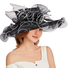Women's Fascinators Organza Sun Hats Wide Brim Wedding Bride Tea Party Church Fedoras Hat