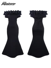 Mlaiscsr African Off the Shoulder Ruffles Black Mermaid Dress for Woman Elegant Luxury Birthday Evening Wedding Dinner Vestidos
