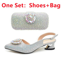 Purple Shoe and Bag Set for Party Women Shoes and Bags To Match Set Italy Elegant Rhinestone Lady Heeled Pumps Women Wedding