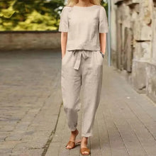 Casual Elegant Ladies 2 Piece Sets Fashion Spring Cotton Linen Women's Tracksuit Suit Long Sleeve Top Loose Pants Set Female