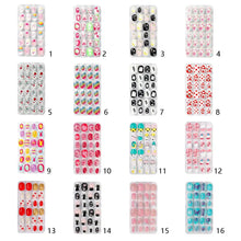 24Pcs/Set Kids Candy Flower Cute Fake Nails Detachable Full Cover False Nails Press On Nails Children Girls Nail Decoration Gift