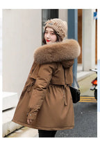 Women's Long Fashionable Hooded Winter Fur Collar Jacket
