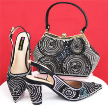 Spot Goods Elegant Streamlined Pointed Toe Women's Shoes Matching Flower Basket Handbag Party Women's Shoes And Bag Set