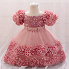 Girls 3D Flower Party Princess Dress for Baby Christmas Gown 1-10 Yrs Birthday Bow Tulle Bridemaid Dresses Wedding Kids Clothing