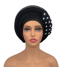 2024 New African Headtie Turban Nigeria Head Ties with Flowers Already Made Auto Gele Women Head Wraps for Wedding Party