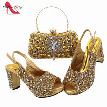 2024 Fashion New Arrivals INS Hot Sale Full Crystal Shinning Shoes and Bag Set for Dress in Red Color Sandals Christmas Party