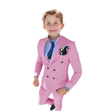 Double Breasted Plaid Formal Suits for Boys 3-16 Years Old Children 2 Pieces Classic Tuxedos Checked Wedding Suits Sets