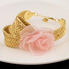 Shining Gold Plated Pink Big Flower Shape Necklace Bangle Earrings Ring Women Jewelry Set for Party Wedding Gifts