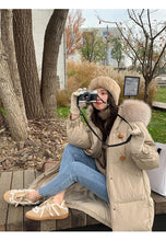 Women's Large Fur Collar Hooded Warm Thick Padded Parka Jacket