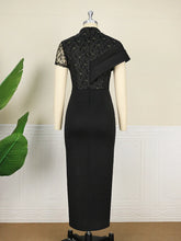 Black Long Prom Dresses High Neck Lace Patchwork Bodycon Women Evening Cocktail Club Party African Gowns Sexy Slit Outfits 2025