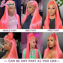 30 36 inch 250% Straight 13x4/13x6 Hd Pure Pink Lace Front Wigs 100% Human Hair For Women Brazilian Color Pre Plucked Glueless