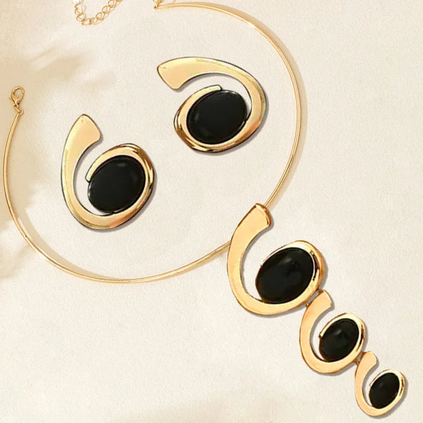 3PC Fashion Exaggeration Multicolor Resin Trendy Collar Punk Unique Personality Earring Temperament Pendant Necklace Accessories