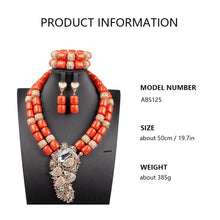 Artificial Coral Women Pendant Necklace Bracelets Earrings Suit African Wedding Jewelry Set Nigeria Bride Accessories Party Gift