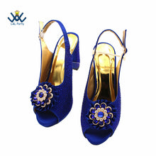 2022 Sweet  Special Design Women Crystal Style African Ladies Party Shoes Matching Bag in Magenta Color