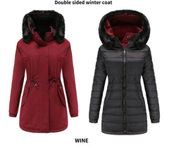 Double Sided Women's winter Thick Detachable Zipper Parka Jacket